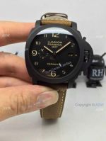Swiss Replica Luminor Panerai Gmt Ceramic Watch Brown Leather
